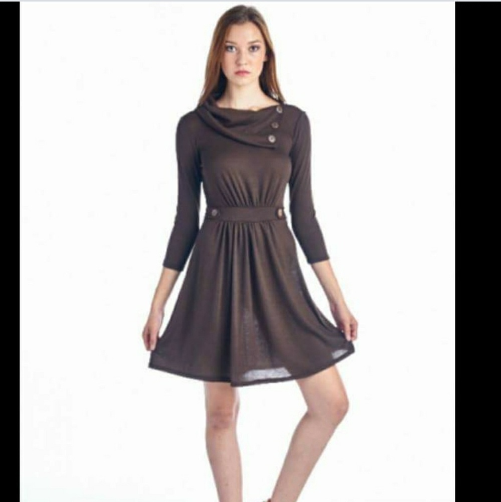 BEST IN BOUTIQUE HOST PICK - Brown cowlneck dress